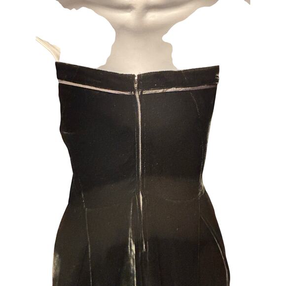 Maple Black Velvet Strapless Mini Dress S Embroidered Festive Fairy Whimsygoth - Picture 4 of 6